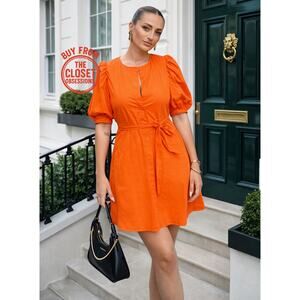 ZARA Orange Cotton Mini Dress NWT